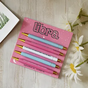 Set di 5 penne a sfera zodiacali con biglietto decorativo per la scrittura quotidiana