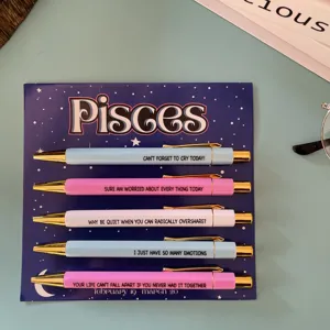 Set di 5 penne a sfera costellazione Pesci simpatiche penne a scatto pastello