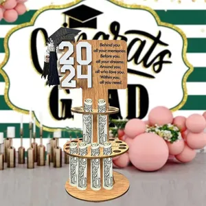 Tiered wooden graduation money holder 2024 gift display stand for cash and cards party decor