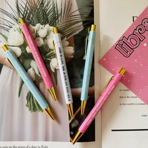 Set di penne a sfera costellazione Bilancia, 5 penne retrattili con citazioni divertenti e carine.