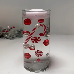 Set riempimento vaso di Natale perle galleggianti e candela per decorazione tavola festa.