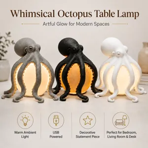 Lampe de Table Pieuvre Créative Lumière d'Atmosphère de Vie Marine Ornement de Bureau en Plastique Chambre Chevet Veilleuse