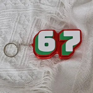 Novelty 67 Number Fidget Clicker Keychain Red Green Sensory Toy Pendant Ring Gift