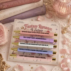 Romantasy balpen set van 5 stuks met decoratieve mooie achtergrondkaart in thema.