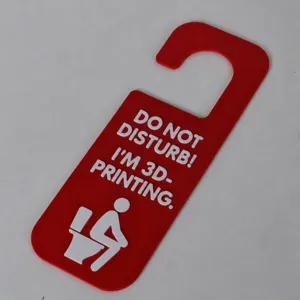 Funny 3D printing door hanger sign red acrylic room notice sign for workshop office