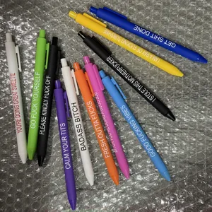Funny 11 pack ballpoint pens with humorous novelty quotes, perfect office gift items.