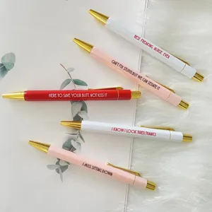 Set di penne a sfera divertenti per infermiere con citazioni spiritose e clip dorata.