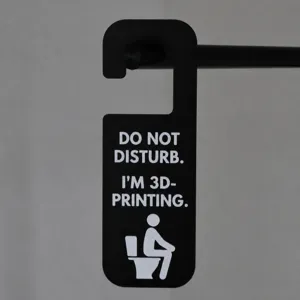 Funny 3D printing door hanger sign for bathroom, creative black plastic door sign decor.