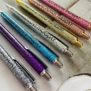 7pcs funny glitter ballpoint pens set colorful novelty retractable pens for daily writing