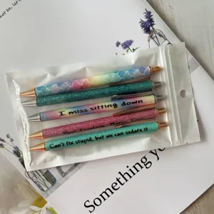 5 pcs glitter ballpoint pens set funny novelty pens office school stationery gift supplies
