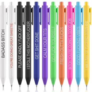 Funny ballpoint pens set 11pcs novelty curse words click gel pens for office gift supplies