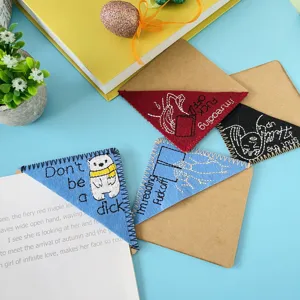 Marcapáginas de esquina bordados a mano de fieltro bonitos regalos de lectura para lectores