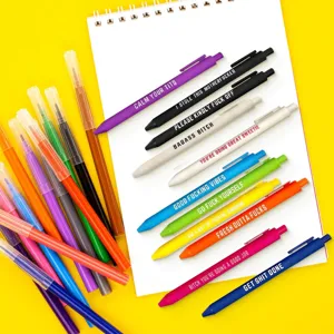 11pcs funny quote retractable gel pens colorful novelty ballpoint office stationery set