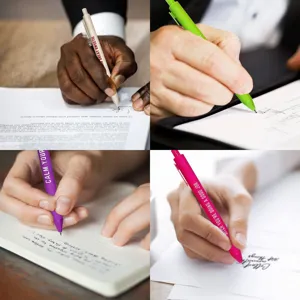 Funny click ballpoint pen set with novelty quotes, colorful gel pens for daily writing.
