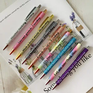 Glitter ballpoint pen set funny novelty quote pens for office writing supplies