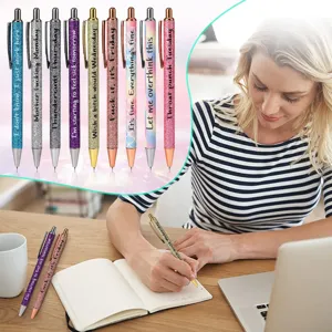 Funny daily quote glitter ballpoint pens set novelty office stationery gift pens pack
