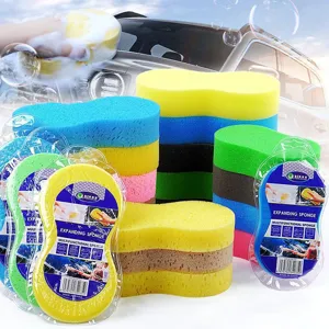Grote 8-vormige gecomprimeerde autowas spons blok, multicolour honingraat spons voor auto detail.