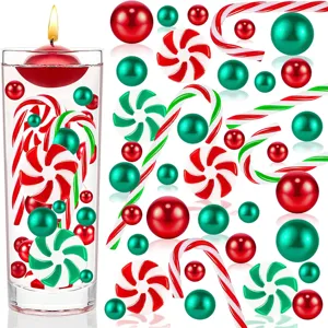 Set di candele galleggianti e perle riempitive decorative per vasi di Natale con caramelle