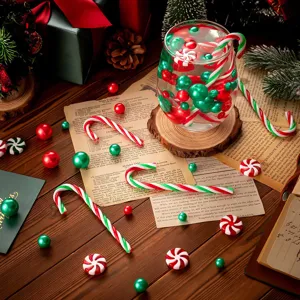 Natale rosso verde vaso riempimento perle perle galleggianti decorazione tavola dettaglio