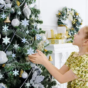 Albero di Natale fiocco di neve ornamenti festa decorazioni sospese invernali set