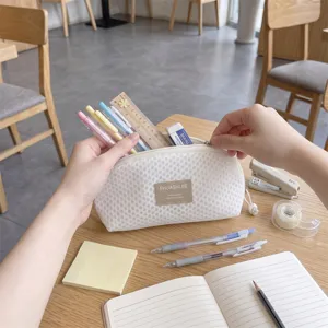 Minimalist Mesh Shell Shape Makeup Brush Storage Bag Portable Travel Cosmetic Pouch Stationery Pen Case Organizer For Women