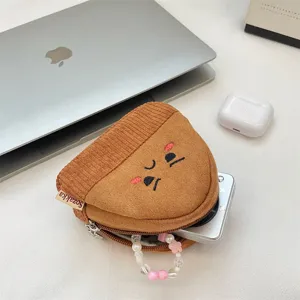 Cute cartoon onigiri corduroy coin purse for earphones and small items storage box