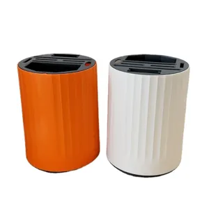 Rotating knife holder multi-functional kitchen organizer storage box with drainage slots white orange
