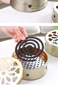 Portainciensos de metal portátil con tapa de corazón, cenicero seguro para uso doméstico.