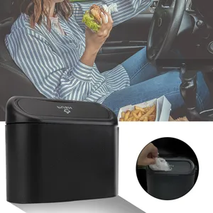 Car trash can mini portable automotive garbage bin press type rubbish holder for vehicle door side