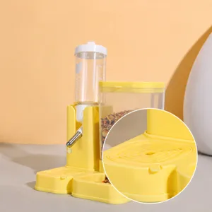 Hamster automatic feeder and waterer set with physical partition barrier design for small pets.