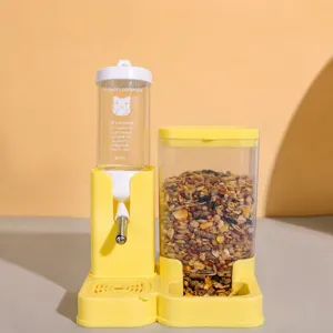 Automatic hamster feeder and water dispenser set for small pets food bowl yellow color 80ml