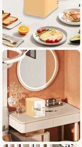 Mini skincare fridge with LED lighted mirror, portable 4L cosmetic cooler for car and home use.