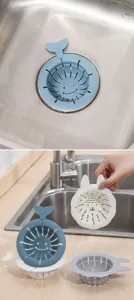 Filtre d'évier en silicone mignon dessin animé attrape-cheveux pour cuisine et salle de bain