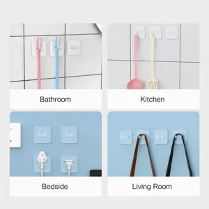 Ganchos adhesivos transparentes para enchufes y cables, ganchos de pared impermeables en casa.