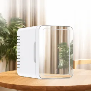 Mini car cosmetic fridge with mirror 4L portable skincare warmer and cooler appliance
