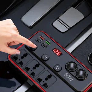 Convertisseur de puissance auto 12V 24V vers 220V prise de voiture ports USB affichage