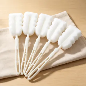 Spazzola per la Pulizia di Tazze in Spugna con Manico Lungo Pulitore di Bottiglie Staccabile Strumento di Pulizia per Cucina