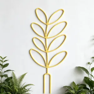 Yellow leaf plant trellis for indoor potted climbing vines, simple modern garden support.