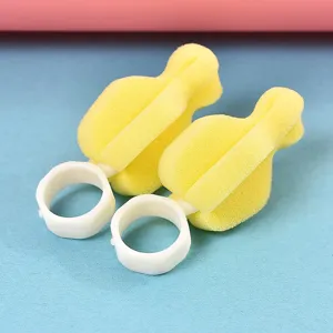 Baby nipple cleaning brush with soft sponge head and plastic ring handle for easy bottle washing.
