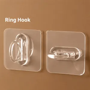 Ganchos de Pared Adhesivos Transparentes Sin Taladrar Resistentes Sin Marcas Ganchos Colgantes de Plástico Para Almacenamiento de Cocina Baño
