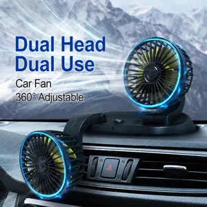 Car dual-head fan USB electric cooling fan rotatable dashboard fan quiet airflow auto accessory