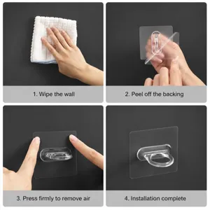 Gancho de pared transparente adhesivo pegajoso colgador sin agujeros cocina bano hogar