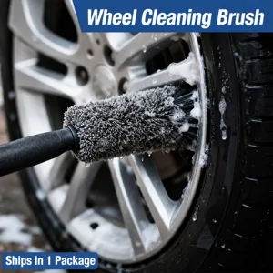 Spazzola per Mozzo Ruota Auto Strumento di Pulizia Pneumatici Spazzola per Autolavaggio Detergente per Cerchi in Microfibra