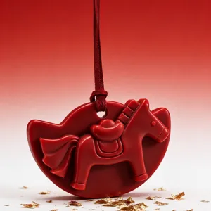 Red horse shape scented wax tablet car hanging ornament festive aromatherapy decoration item
