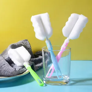 Cepillo de Botella de Esponja de Mango Largo Limpiador de Tazas Cepillo de Limpieza Multifuncional para Cristalería de Cocina y Tazas de Cuello Estrecho