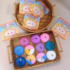 Dumpling squishy blind bag toy slow rebound stress relief sensory toy detail view.
