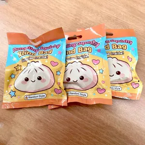 Detail view of cute dumpling squishy blind bags packaged neatly for fun stress relief toys.