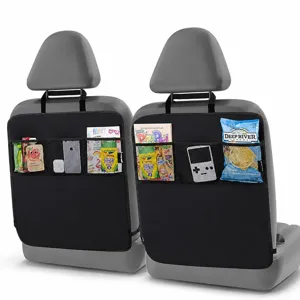 Organizador de Respaldo de Asiento de Coche Tela Oxford Impermeable Bolsillos Múltiples Bolsa de Almacenamiento Colgante Almohadilla de Protección Negro