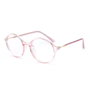 Stilvolle rosa transparente Brille mit rundem Rahmen und Retro-Design für Studenten