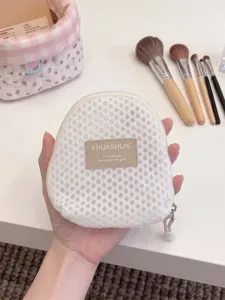 Tragbare minimalistische Mesh-Kosmetiktasche in Muschelform für Make-up